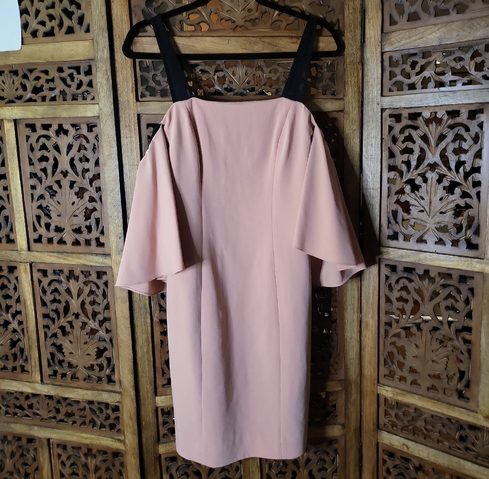 Cinq a Sept Pale Pink Mini Dress with Black Straps